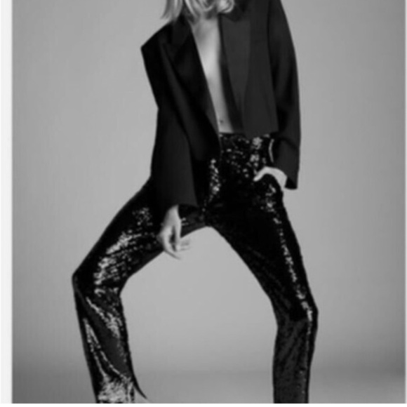 Zara Black Sequin Pants - Picture 2 of 7